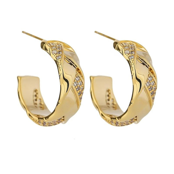 Geometric Golden Stud Earrings